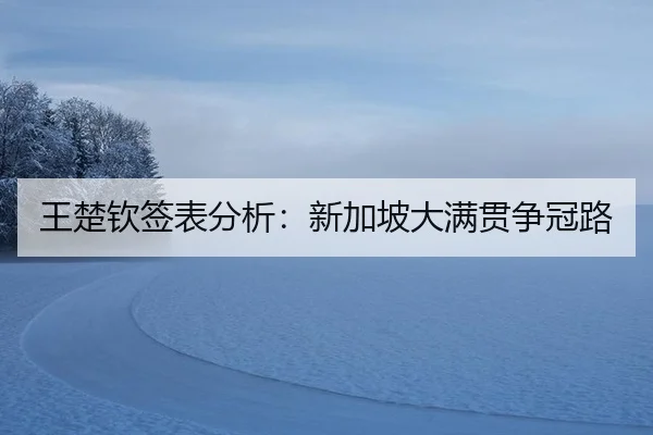 王楚钦签表分析：新加坡大满贯争冠路